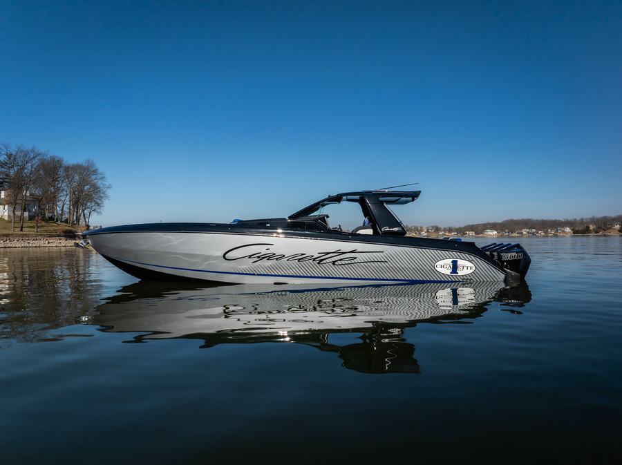 2025 CIGARETTE 42 AURORIS on display at the Big Thunder Marine Fall Boat Show